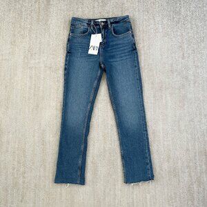 NWT ZARA High Waisted Slim Fit Blue Crop Jeans 4